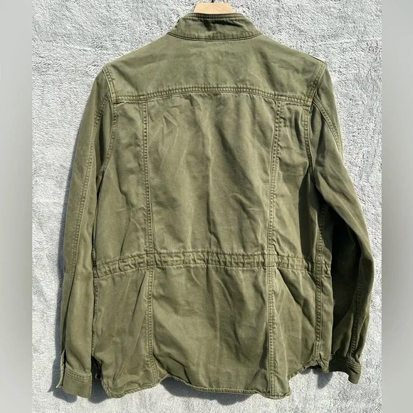 Lucky Brand Green Utility Military Jacket Large Cotton Jacket Cargo Pockets - Picture 2 of 11